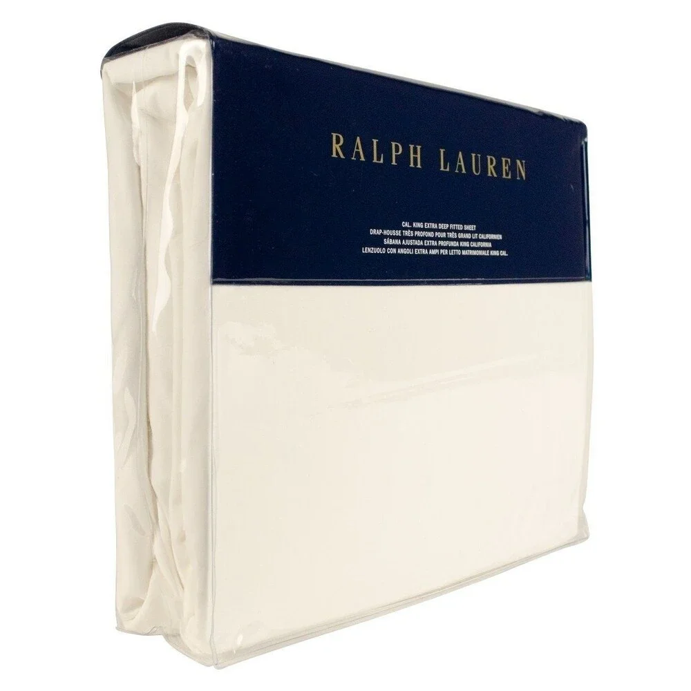 Ralph Lauren Home Cotton Constance Cal King Extra Deep Fitted Sheet White